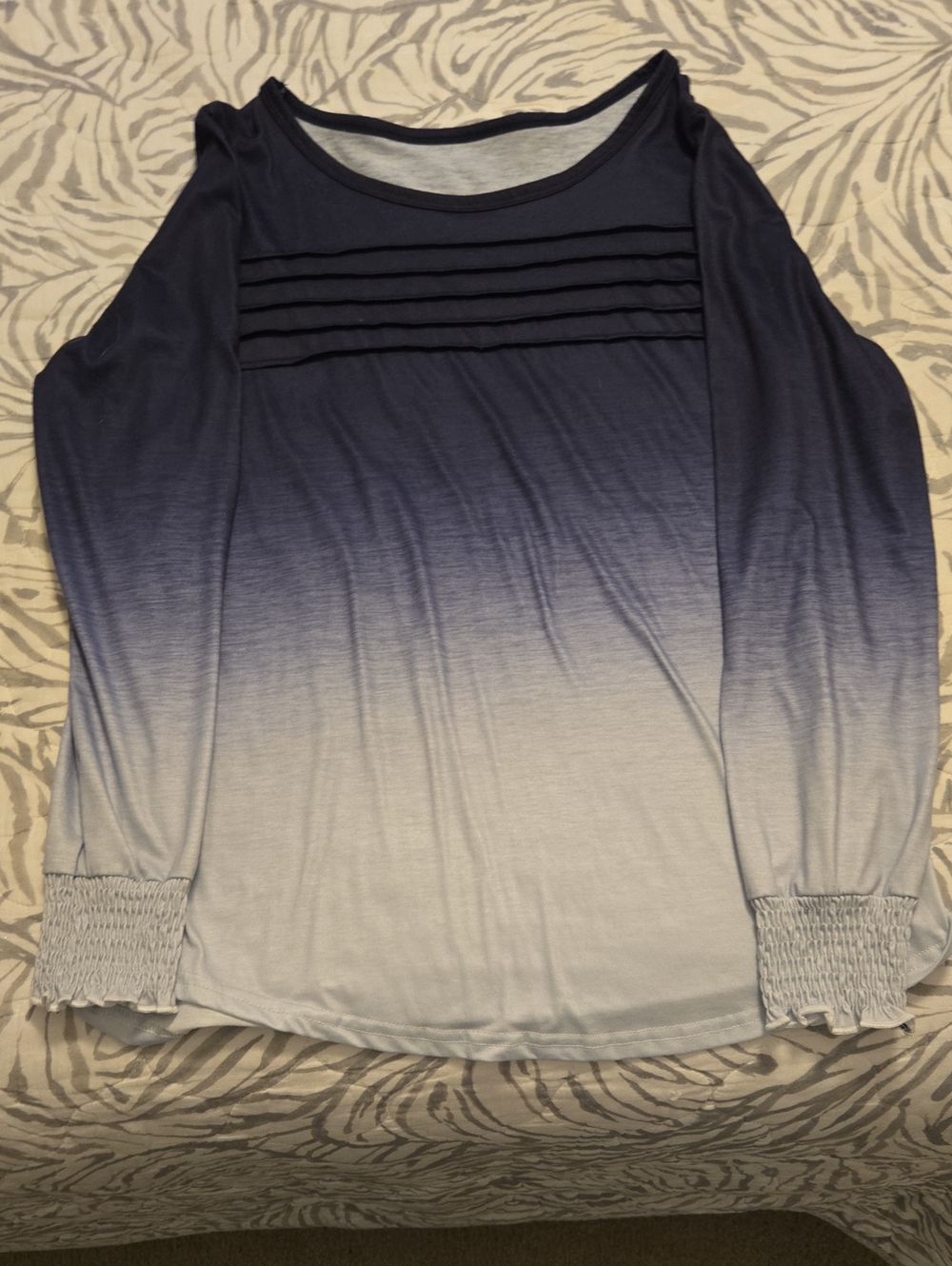 Women's Ombre Long-Sleeve Top - Navy to Light Gray Size Small. Never Worn.